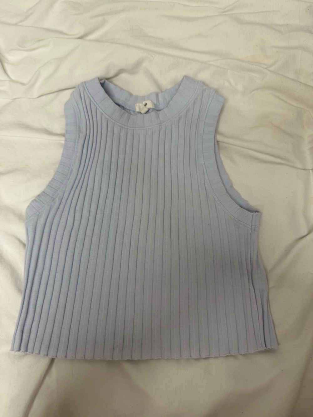 aerie Ribbed Sleeveless Crop Top - Pale Blue